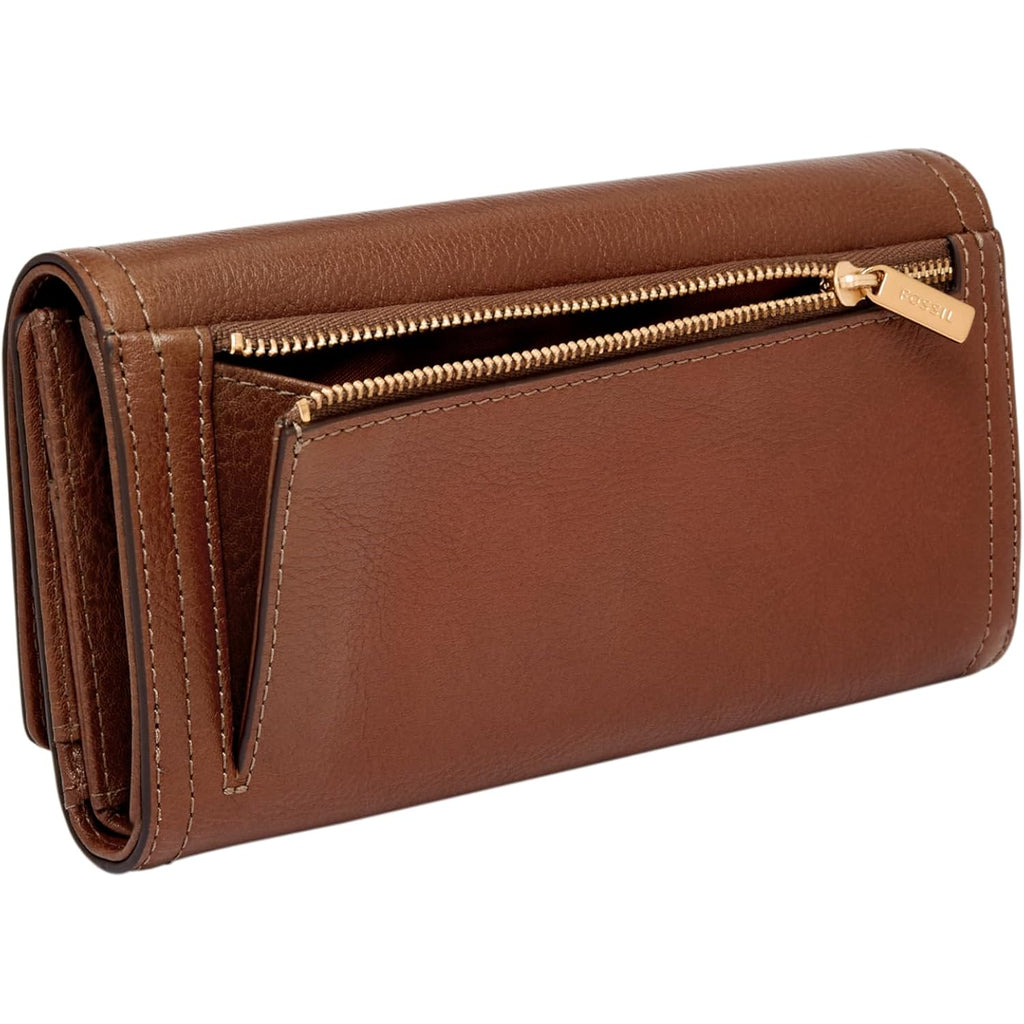 Fossil Women's Logan Leather Wallet RFID Blocking Flap Clutch Organizer