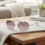Ted Baker TWS254 Women's Geometric Aviator Designer Sunglasses, UV400 Protection, 56 mm Gradient Lenses