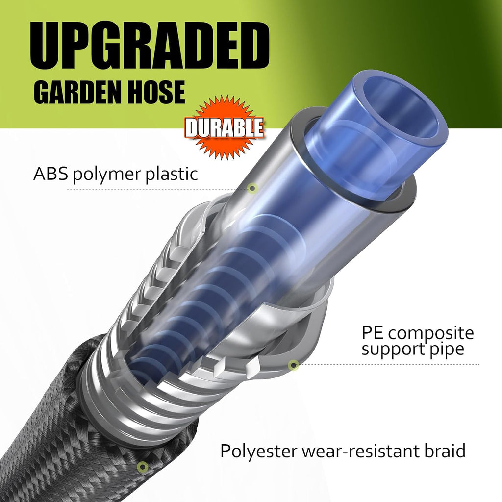 Garden Hose, Flexible Water Hose, Ultra Lightweight Non-Expanding Hose With 10 Function Sprayer, Leak Proof, Pressure Resistant For Yard, Outdoor (Black, 50Ft)