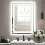 Sweetcrispy 24"x32" Smart Anti-Fog LED Bathroom Mirror with Lights and Front Light & Backlit, 3 Color Temperatures, Dimmable, Memory Function, Rectangle Modern Vanity Mirror