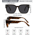 Oversized Fit Over Glasses Polarized Sunglasses for Women,Trendy Square Cover Shades for Driving Brown Tortoise Frame/Gray Lens