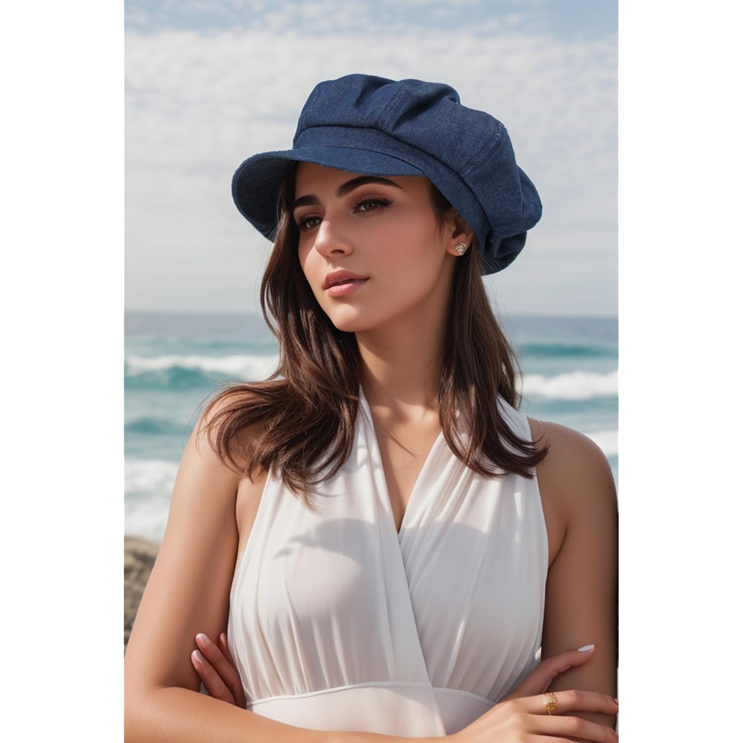 Womens Newsboy Cap Summer Beret Cap- 100% Cotton 8 Panels Vintage Cabbie Hat- Octagonal Visor Cap For Women Girls Ladies Gift | Summer, Vintage, 8 Panels, For Women Girls Ladies, Gift
