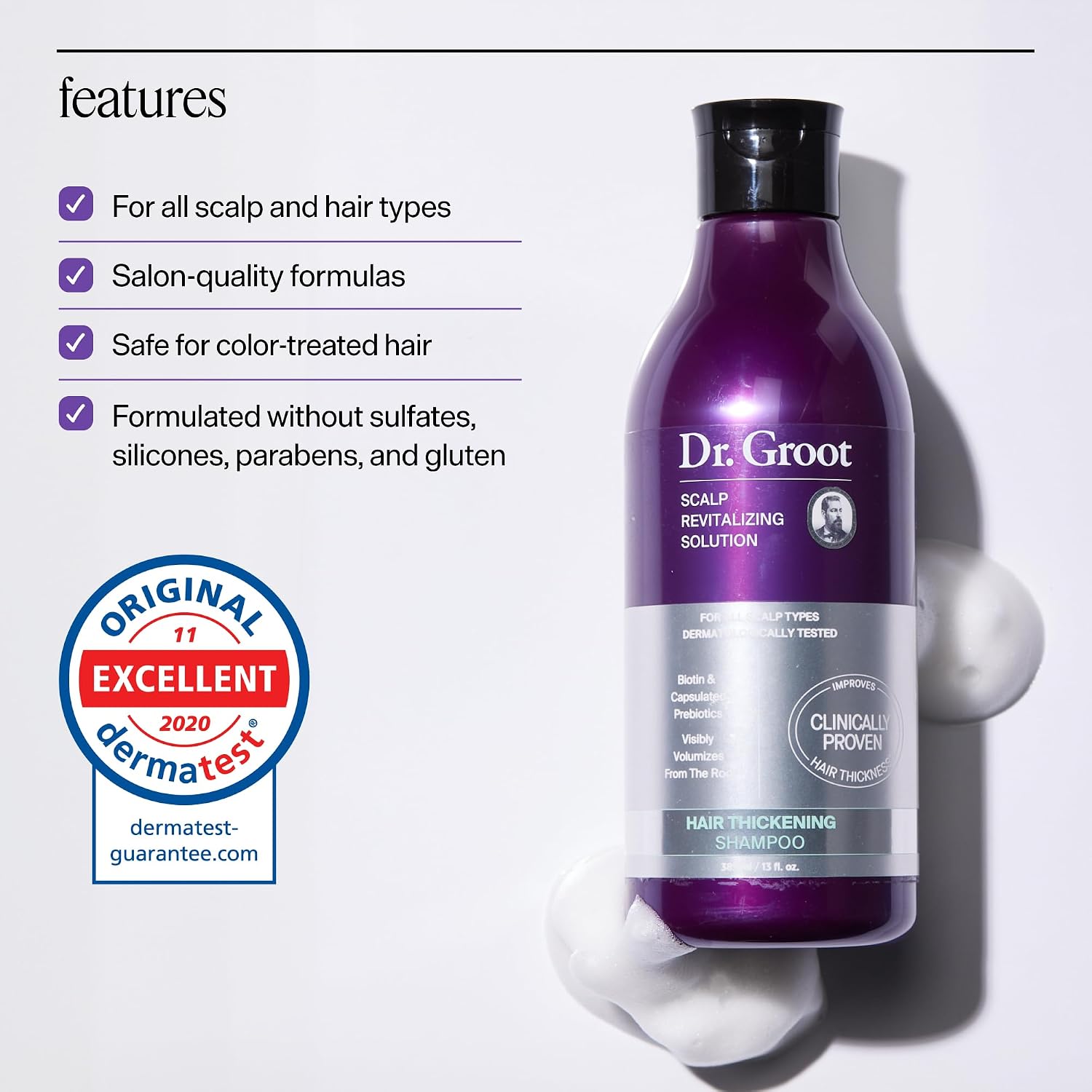 Dr. Groot Hair Thickening Shampoo, Korean Hair Care With Biotin, Rosemary Oil To Help Volumize Thinning, Damaged Hair, Hydrate Hair And Scalp, Biotin Shampoo, Scalp Revitalizing Solution