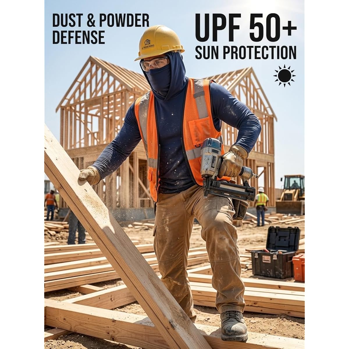 3-Pack Men'S Sun Protection Hoodie With Face Mask - Upf 50+ Long Sleeve Work Shirts Quick Dry Outdoor Work