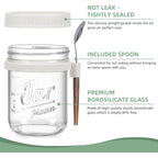 4 Pack Overnight Oats Containers with Lids and Spoons, 16 oz Glass Mason Jars with Airtight Lids, Overnight Oats Jars for Milk, Cereal, Fruit
