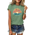 Gemlon Graphic T-Shirts For Women Loose Print Short Sleeve Tops Summer Casual Tees Shirt