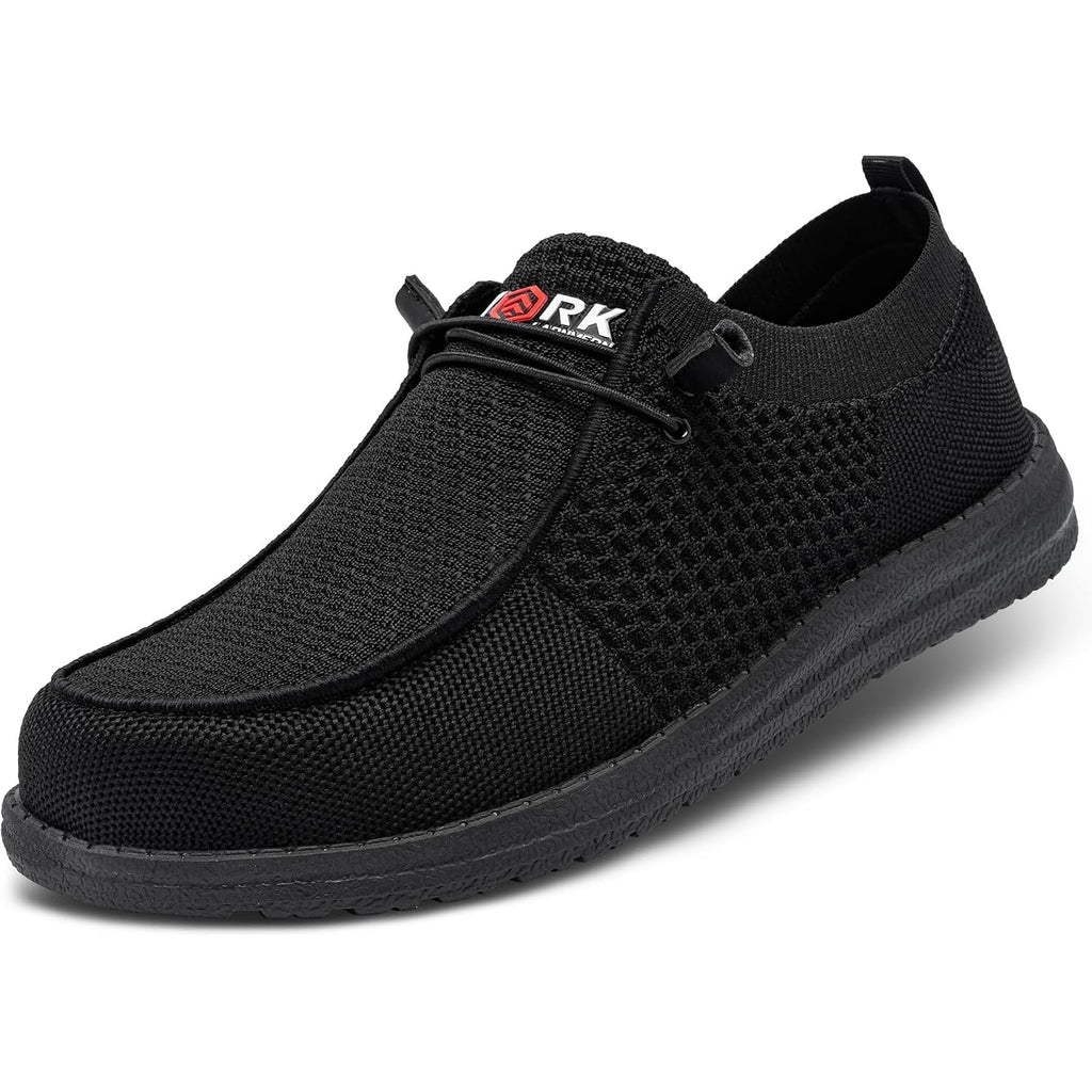 Larnmern Steel Toe Loafers Women Lightweight Comfortable Slip On Walking Casual Flats Sneakers Work Safety Shoes