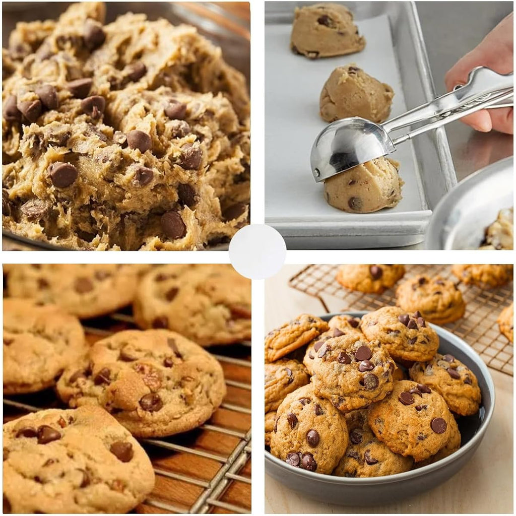 Ice Cream Scoop, 3Pcs Cookie Scoop Set, Stainless Steel Ice Cream Scooper With Trigger Release, Large/Medium/Small Cookie Scooper For Baking, Cookie Scoops For Baking Set Of 3 With Cookie Dough Scoop…
