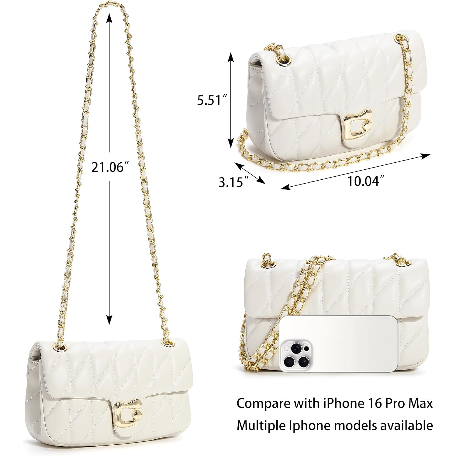 Quilted Crossbody Purse For Women Trendy - Ladies Shoulder Bag Leather Satchel Handbag Designer Evening Clutch