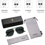 SOJOS Sunglasses for Women & Men, Square, Retro, Polarized Lens, Trendy Aviator, 90s Shades Green/Grey