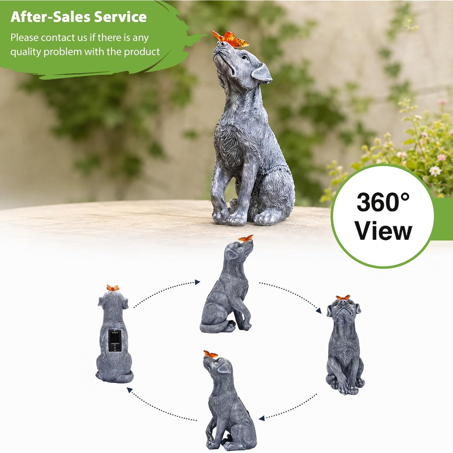 Dog Statue With Solar Butterfly - Ideal Gifts For Mom, Dad Or Birthdays, Beautifully Crafted Outdoor Decorations To Wow Your Guests