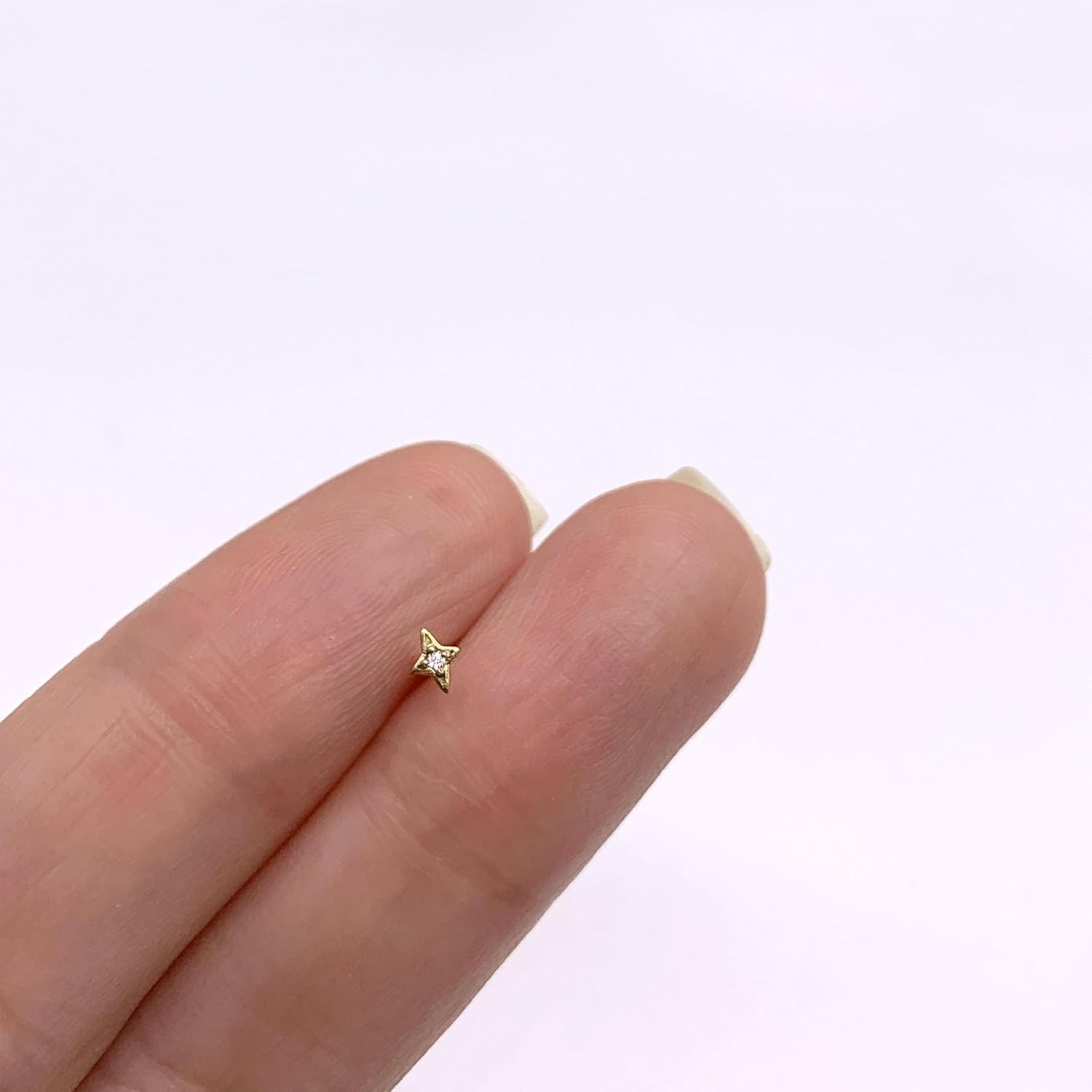 Flat Back Stud Cartilage Tragus Helix Nose Piercing Earrings Jewelry For Women Conch Threadless 18G Titanium Surgical Steel Hypoallergenic 14K Gold plated CZ Silver Small Tiny Studs