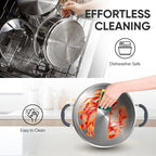 SUNHOUSE Stainless Steel Steamer Pot for Cooking - 3.1 QT Steaming Pot with Glass Lid & Steamer Basket - 2 Tier Tri-ply Vegetable Steamer with Stay-Cool Silicone Handles - Induction Compatible