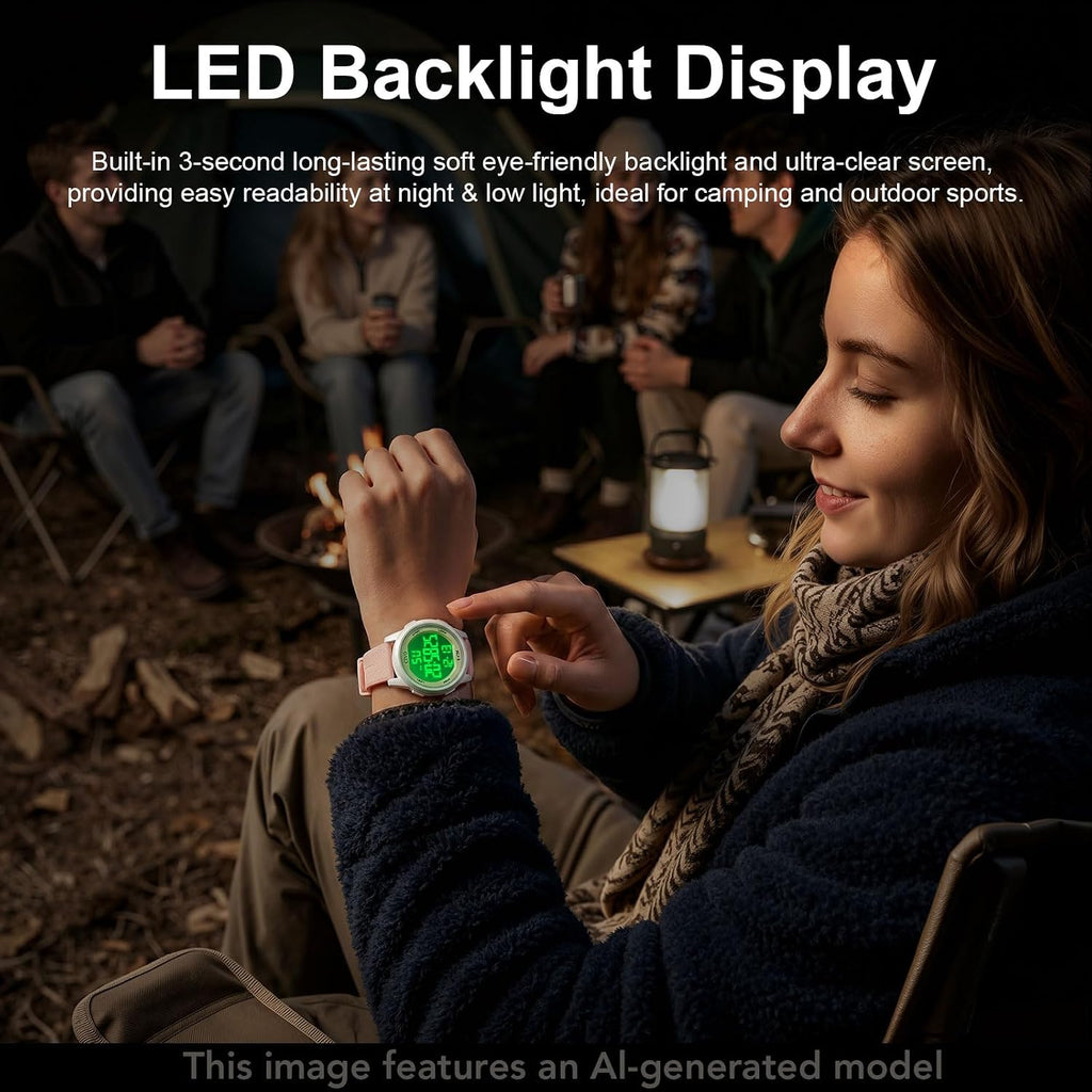 Civo Digital Watches For Women Men: Sports Waterproof Ultra-Thin Big Face Watch Suitable For Larger Wrists - Soft Silicone Wristwatch With Stopwatch Alarm For Outdoor Enthusiast - Running & Hiking