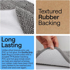 GORILLA GRIP Bath Rug Mat, Thick Soft Absorbent Chenille, Quick Dry Microfiber Mats, Rubber Backing, Machine Washable Shower Floor Rugs, Bathroom Bathmat Home Decor Accessories, 24x17 Grey