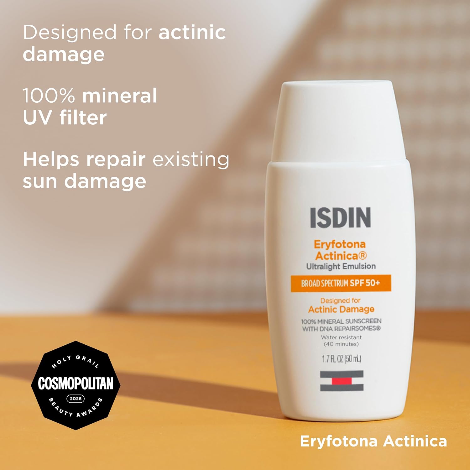 Isdin Eryfotona Actinica Spf 50+ | Mineral Sunscreen For Face With Zinc Oxide | 100% Mineral Uv Filters | No White Cast, Suitable For Sensitive Skin, Dermatologist Recommended