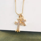 Partm Gold Cross Necklace for Women 14K Plated Dainty Pendant Cross Chain Faith Crucifix Choker Baptism Necklace for Women Trendy Religious Jewelry Hypoallergenic
