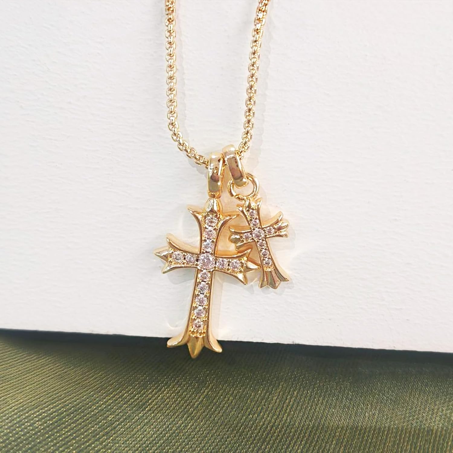 Partm Gold Cross Necklace for Women 14K Plated Dainty Pendant Cross Chain Faith Crucifix Choker Baptism Necklace for Women Trendy Religious Jewelry Hypoallergenic