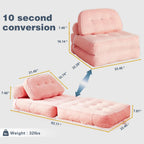 Futon Sofa Bed Chair - Convertible Sleeper Bed For Small Space, No Assembly Required, Space-Saving, Breathable & Sweat-Wicking For Post-Workout Recovery, Yoga Stretch, Lounging, Gaming, Naps