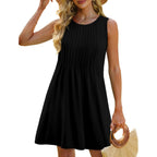 Ofeefan Summer Dresses For Women 2026 Loose Beach Vacation Casual Crew Neck Sleeveless Sundresses With Pockets Tank Dress