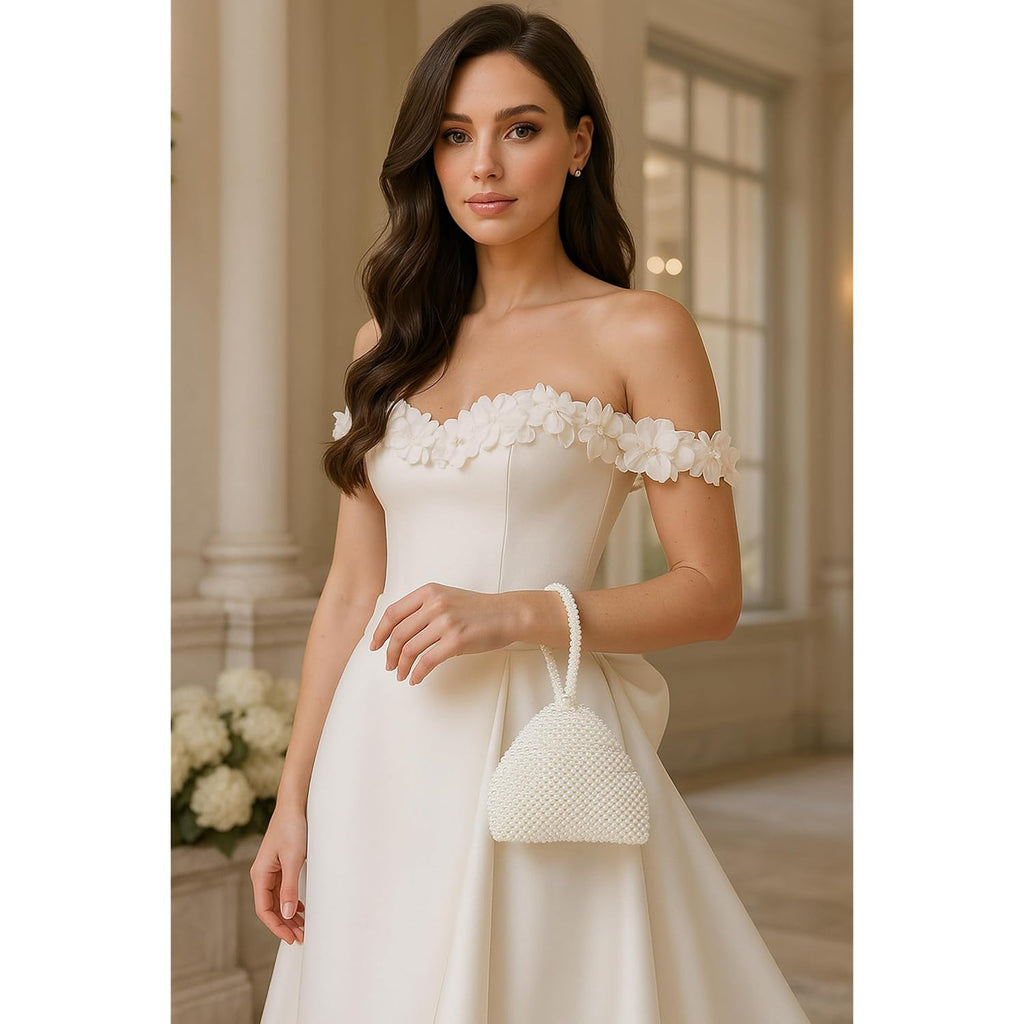 BABEYOND Pearl Clutch Purse Evening Bags for Women Elegant Triangle Purse for Wedding Bride Party Prom