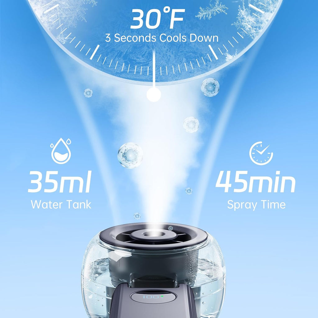 Handheld Misting Fan Portable - Small Personal Mister Fan Blow Cold Air,5000Mah Rechargeable Battery,Water Spray Cooling For Summer Outdoor Travel Beach Lash Makeup,Gifts For Women (Dark Blue)