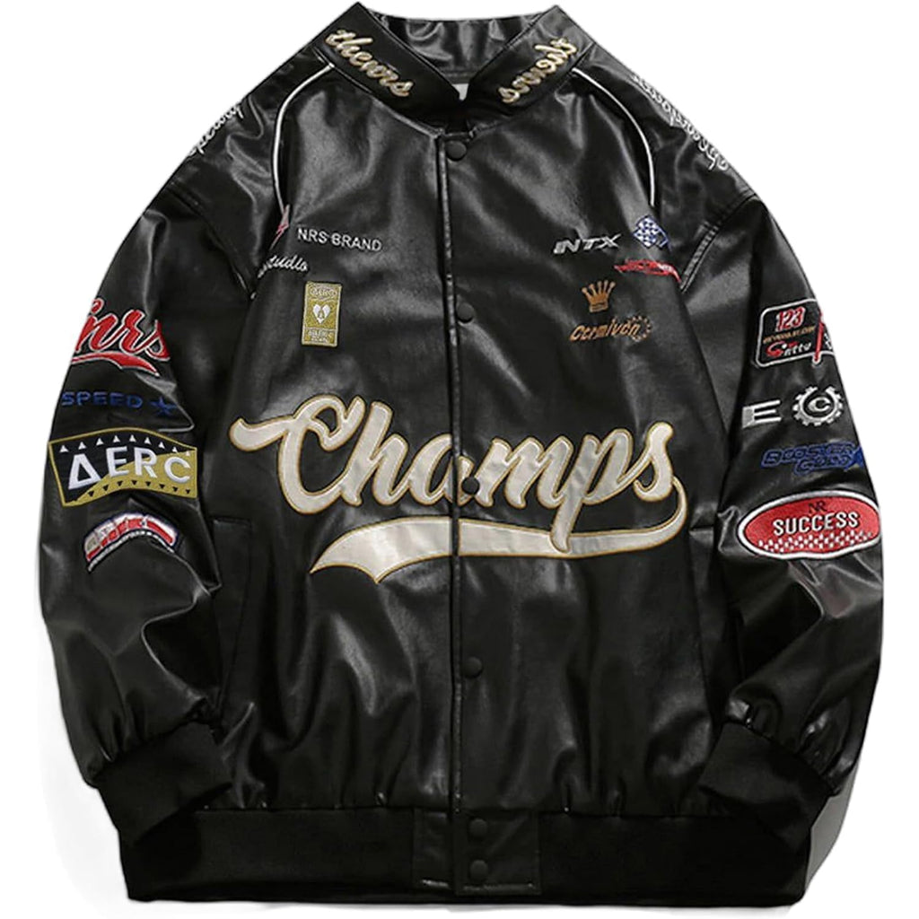 Aelfric Eden Faux Leather Racing Jacket Oversized Motorcycle Biker Racer Jackets Streetwear Unisex