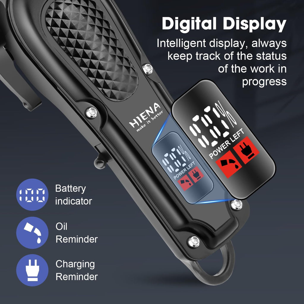 Hiena Professional Hair Clipper Set & Trimmer Kit For Men, Rechargeable Cordless Barber Clippers For Hair Cutting, Haircut Clippers, Gift For Men