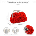 JAMBHALA Women Evening Clutch Bag Floral Satin Small Purses with Detachable Strap for Wedding, Party, Prom