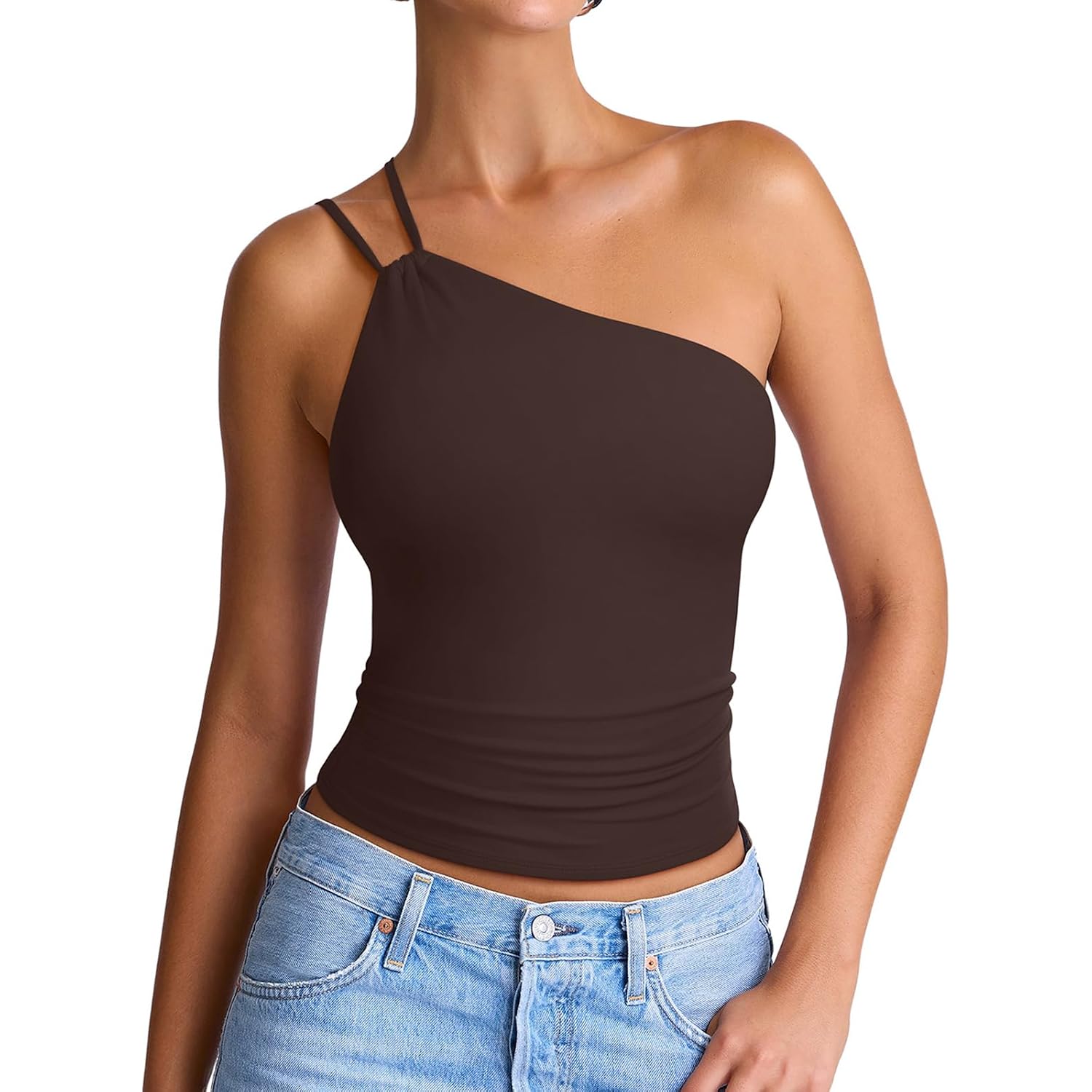 REORIA Off the Shoulder Tops for Women Summer Sleeveless Sexy Going Out Tank One Shoulder Top 2026 Trendy Clothes