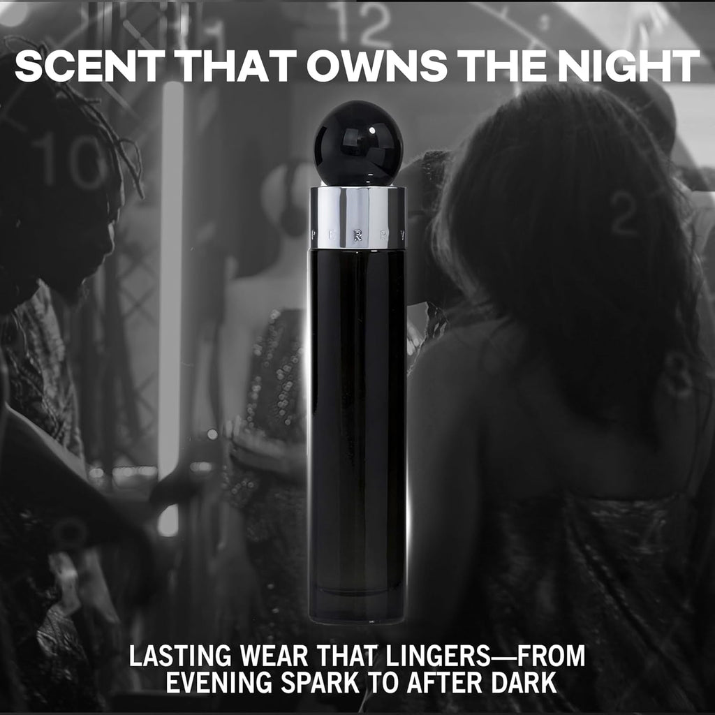 Perry Ellis 360° Black Eau De Toilette Spray for Men - Mens Cologne, Long Lasting Perfume, EDT, Fragrance with Notes of Ginger, Cardamom & Tobacco Leaf - 3.4 fl oz (100 mL)