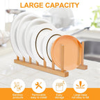 Bamboo Wooden Dish Racks Plate Stand Holder Vertical Drainer Kitchen Cabinet Organizer For Dish, Pots, Lids, Bowls, Cups, And Cutting Boards And Books(2 Packs)