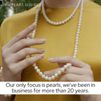 The Pearl Source Japanese Akoya Pearl Necklace for Women, White Cultured Pearl, 18 inch Princess Length, AAA Grade, 14K Gold, Classic Fine Jewelry Gift for Women