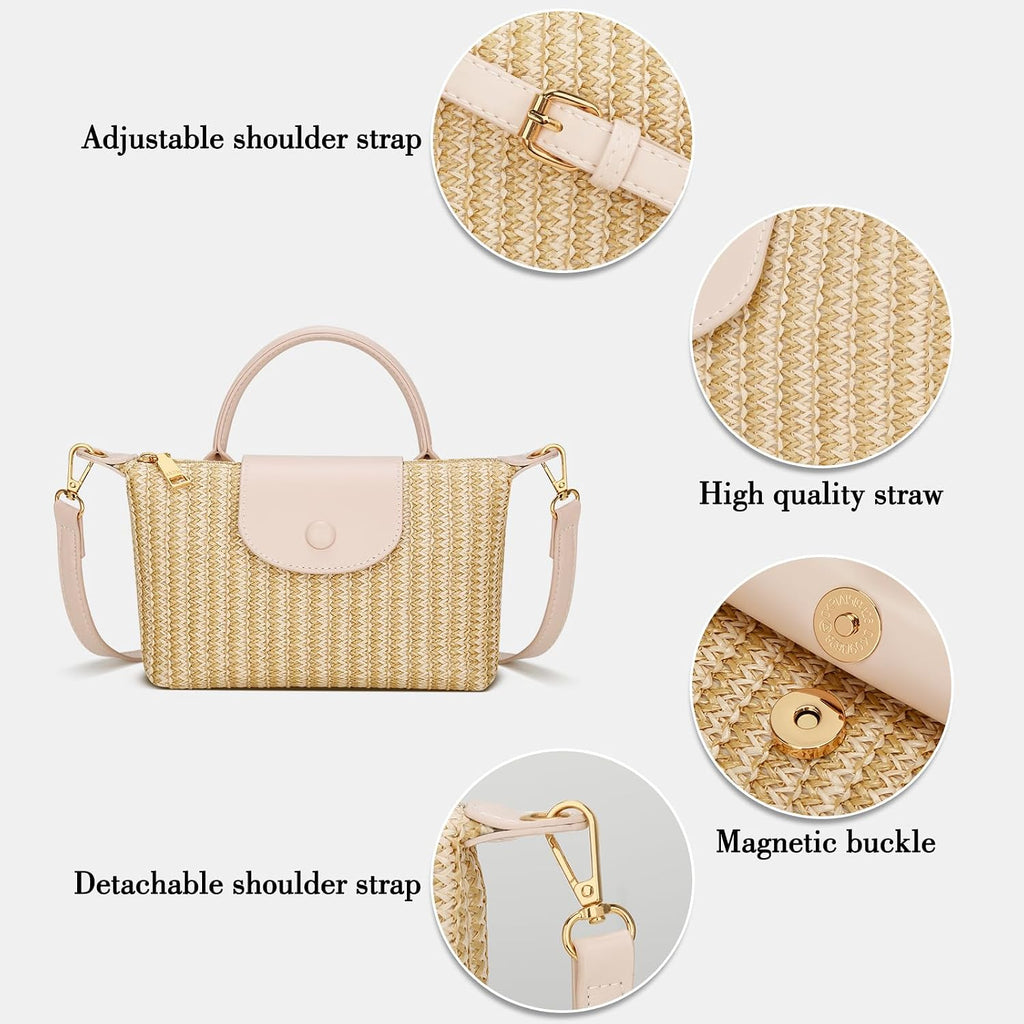Kkxiu Mini Top Handle Purse For Women Small Summer Straw Beach Crossbody Bags For Lady Handbags