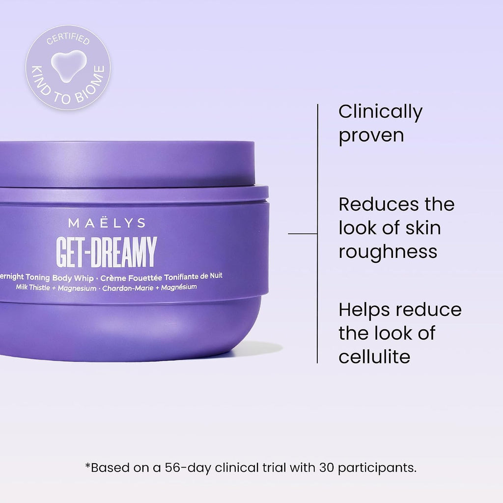 Maëlys Get-Dreamy Overnight Toning Whip - Cellulite Cream & Skin Tightening Support With Milk Thistle + Uva-Ursi - Moisturizing Body Cream In A Whipped Texture (6.8 Fl Oz)