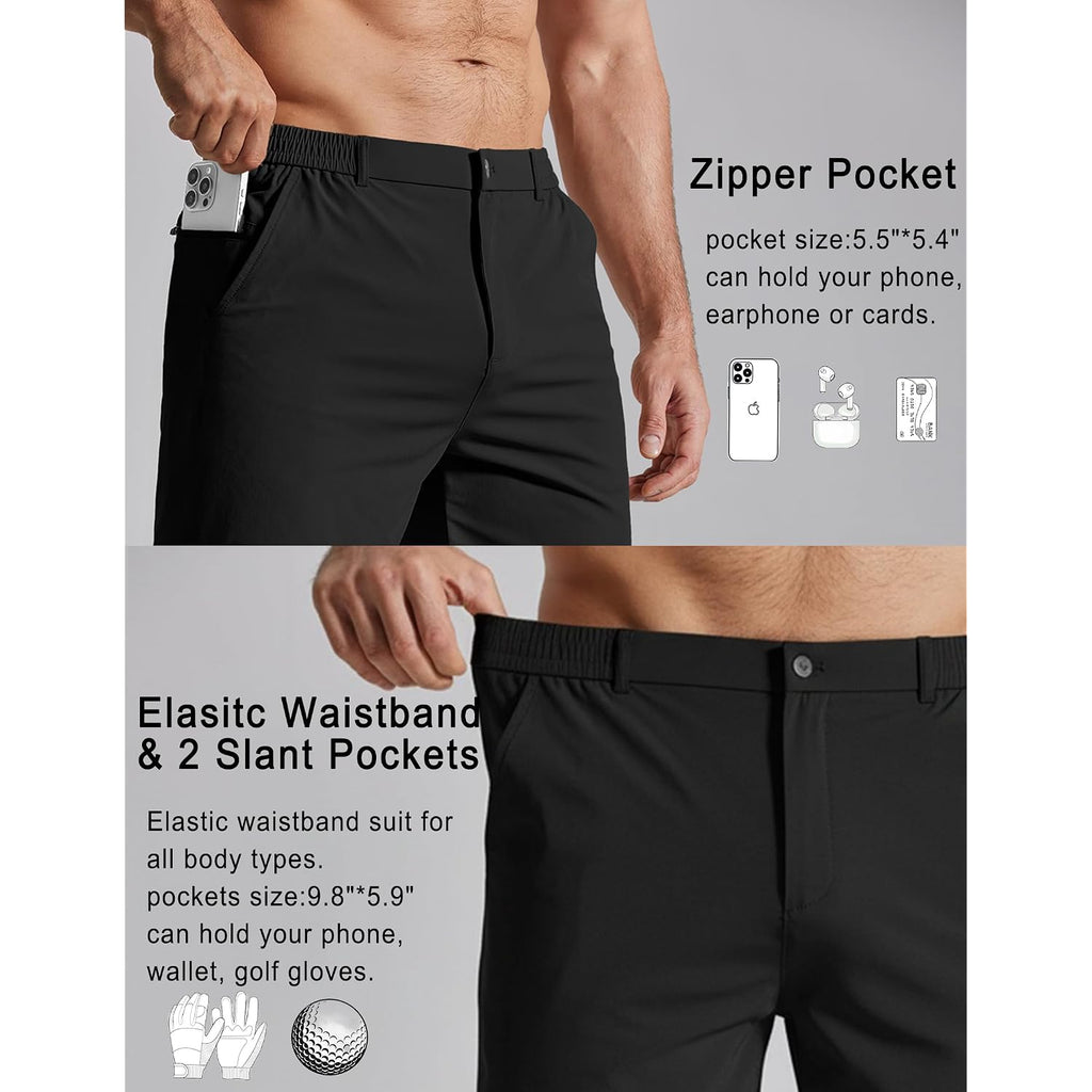 Coofandy Mens Golf Shorts 7" Inseam Lightweight Quick Dry Shorts Elastic Waistband With 3 Pockets Upf50