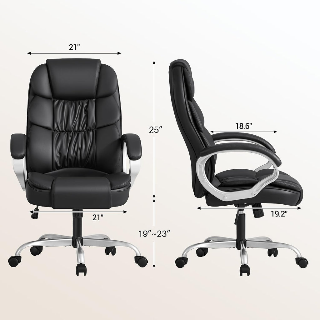 Homall Office Chair High Back Computer Desk Chair, Pu Leather Adjustable Height Modern Executive Swivel Task Chair With Padded Armrests And Lumbar Support (Black)