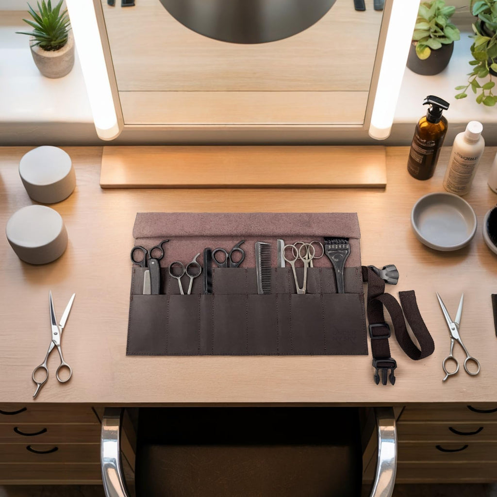 Under NY Sky Leather Apron and Tool Holder - Professional Products for Hair Stylists, Barbers & Hairdressers