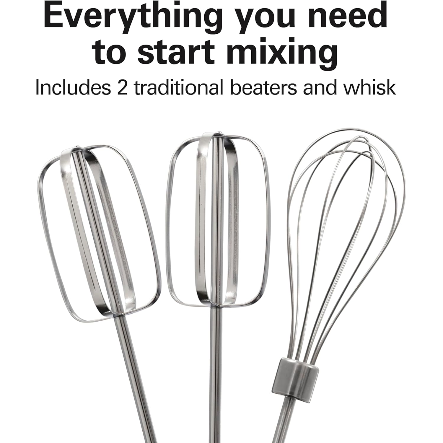 Hamilton Beach 6-Speed Electric Hand Mixer with Whisk, Traditional Beaters, Snap-On Storage Case, 250 Watts, White