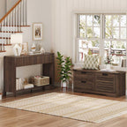 Bench With Shoe Storage For Entryway, Wooden Shoe Benches With Flip Door And Drawers, Entry Way Shoes Organizer Cabinet For Living Room Mudroom (Dark Walnut)