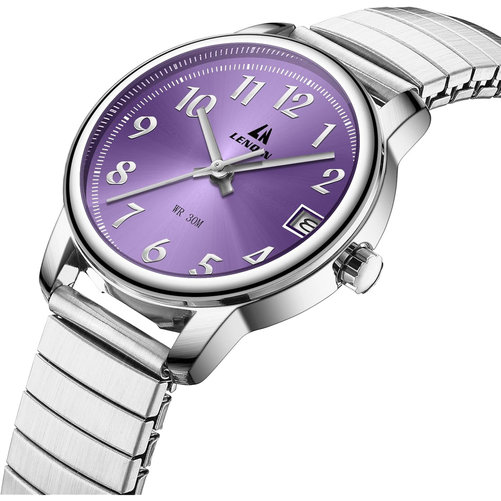 LN LENQIN Ladies Watches Womens Watch Stainless Steel Analog Quartz Watches for Women Waterproof Easy Reader Women's Wrist Watch with Date Expansion Band