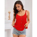 Women'S Tank Tops Spaghetti Strap Sleeveless Flowy Loose Camisole Button Summer Casual Cami Shirts