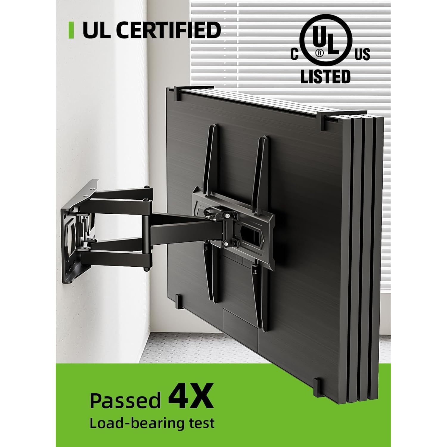 USX MOUNT TV Wall Mount for 32-74 inch Flat Screen/LED/4K up to 110lbs, Full Motion TV Mount Bracket with Swivel & Tilt Articulating Dual Arms, Max VESA 400x400mm, Fits 12/16" Wood Studs