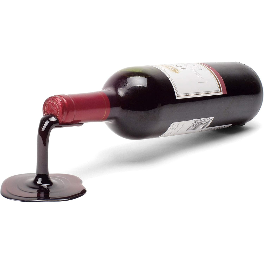 Spilled Wine Bottle Holder - Funny Tabletop Wine Decor, Red White, Set Of 2 | Gravity-Defying Floating Design, Conversation Starter, Kitchen Counter & Bar Cart Display, Hostess & Housewarming Gift