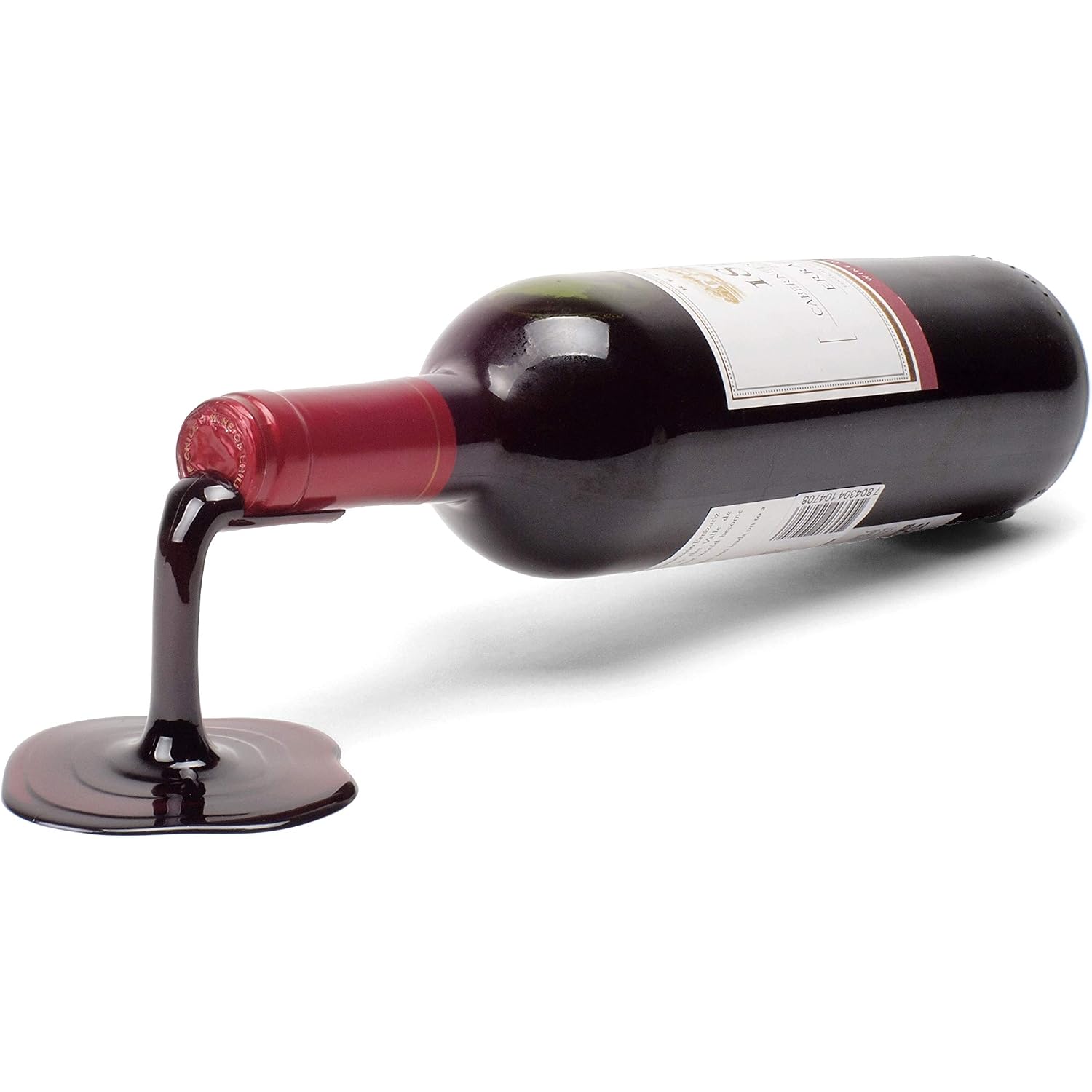 Spilled Wine Bottle Holder - Funny Tabletop Wine Decor, Red White, Set Of 2 | Gravity-Defying Floating Design, Conversation Starter, Kitchen Counter & Bar Cart Display, Hostess & Housewarming Gift