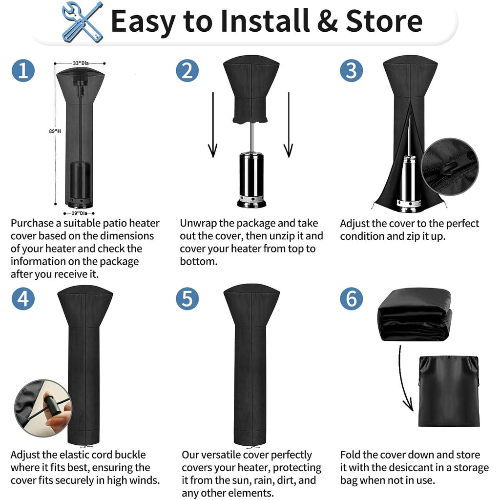 Waterproof Patio Heater Covers With Zipper And Storage Bag,