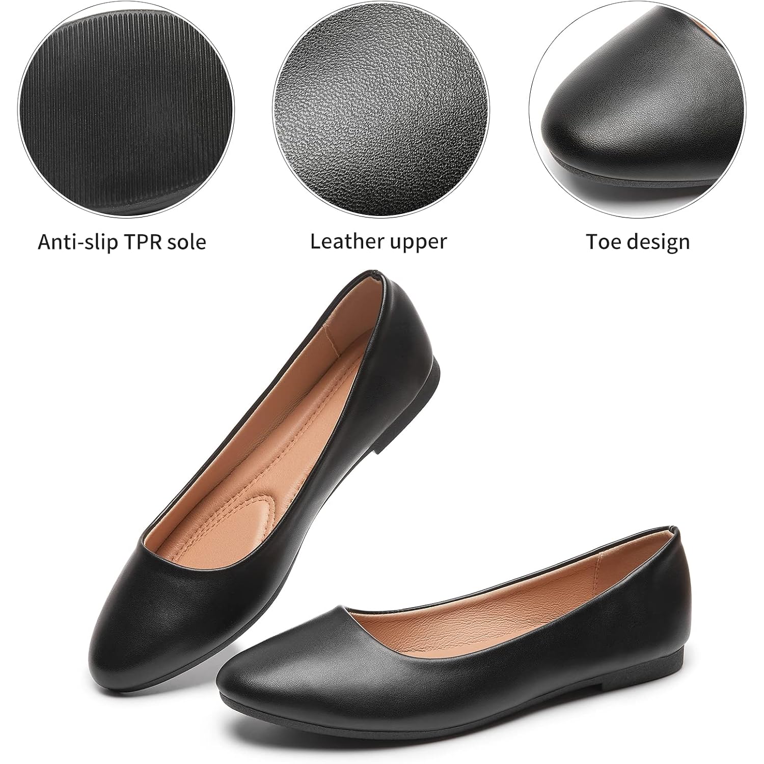 Hash Bubbie Women'S Flats Shoes Ballet Flats Dress Shoes Comfortable Pu Leather Slip On Shoes For Women