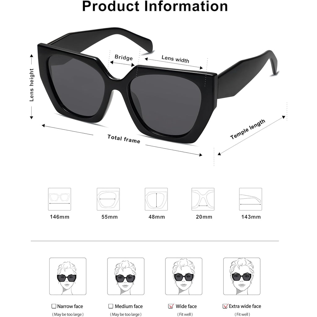 SOJOS Large Oversized Polarized Sunglasses for Women, Big Designer Womens Trendy Square Shades SJ2205