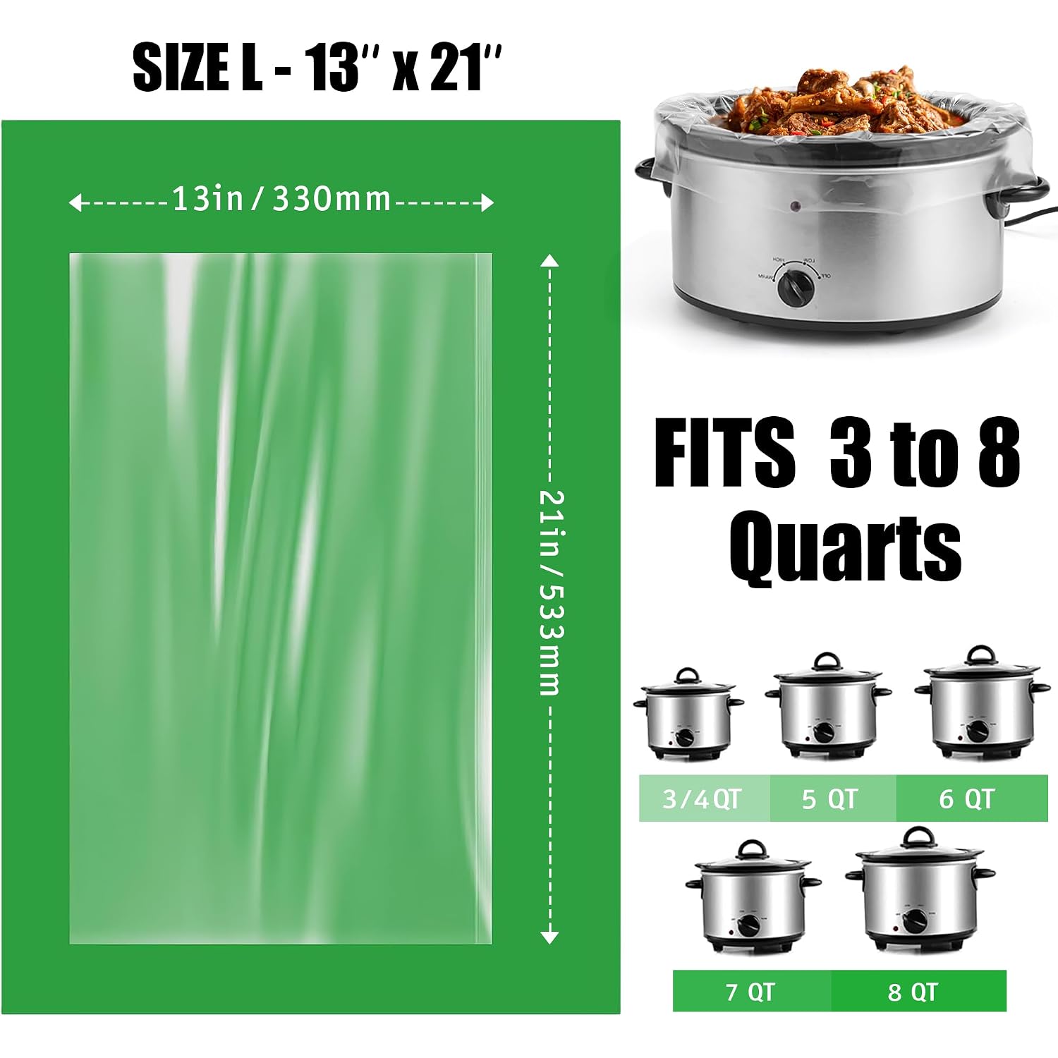 Olesbur 30 Count Slow Cooker Liners, 13"X21", Fits 3-8 Quarts, Disposable Pot Liners Compatible With Crockpot, Oval Large Size, Bpa-Free Cooking Bags, Kitchen Accessories, Cook With Ease