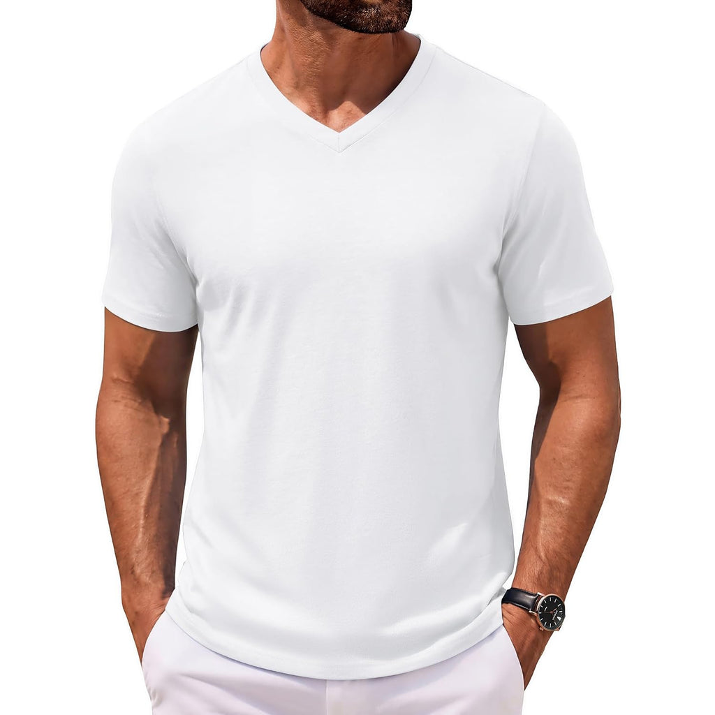 Coofandy Mens V Neck T Shirts 100% Cotton Tee Shirt Plain Short Sleeve Casual Shirts